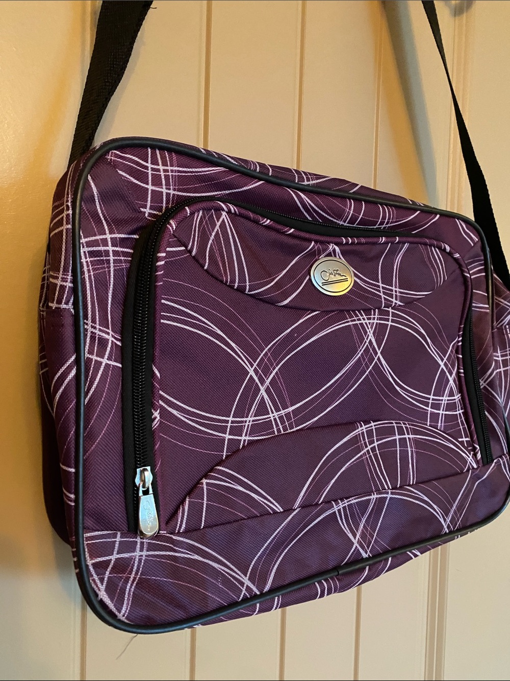 👻 👻 👻 Jet stream Purple Line Swirl Travel Bag Luggage Carry-On Organize Y2K